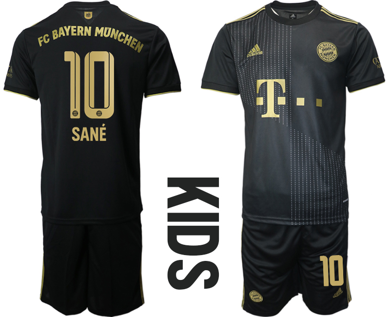Youth 2021-2022 Club Bayern Munich away black #10 Soccer Jersey